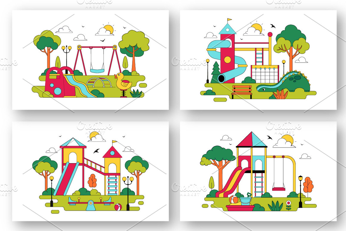 10 Playground Vector Illustration, an Object Illustration by denayunebgt (Photo 2 of 4)