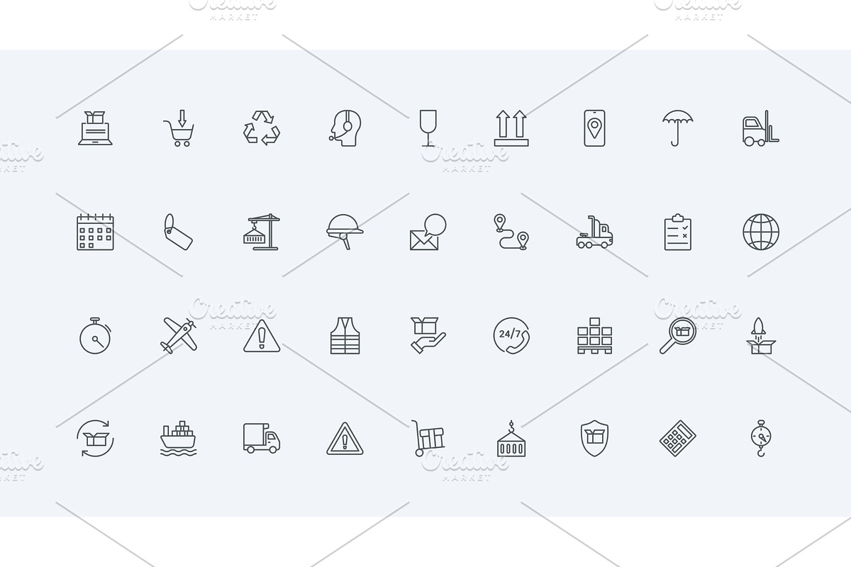 Logistics freight delivery man icons, a Transportation Illustration by Lemberg Vector