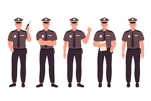 Police Officers Standing in Various, a Person Illustration by Flashvector