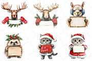 Animals Holding Merry Christmas Sign, an Illustration by DreamPrint404 (Thumbnail 3 of 5)