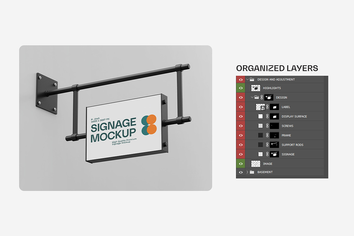 Wall Mounted Signboard Mockup Set, an Advertising Mockup by RamStudio2 (Photo 5 of 13)
