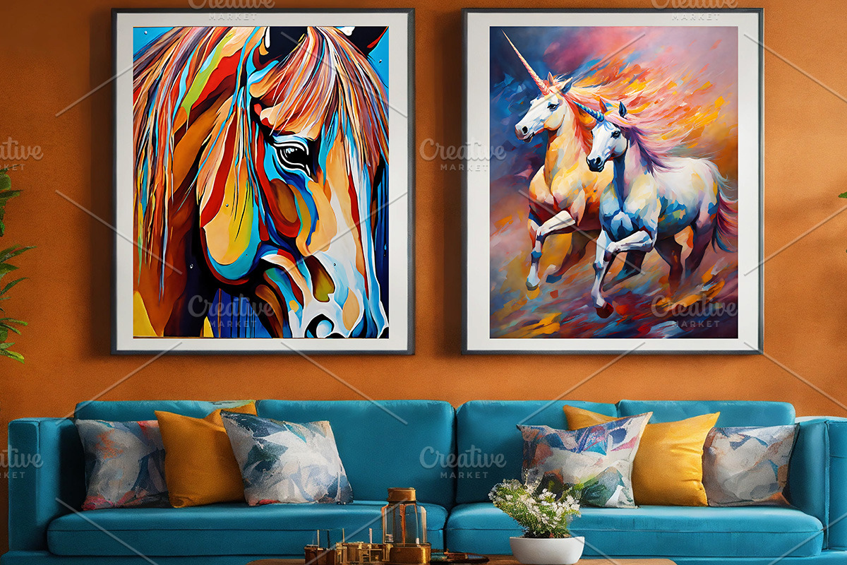 Oil Painting Horse Paintings Wall, a Background Graphic by essegraphic (Photo 5 of 5)