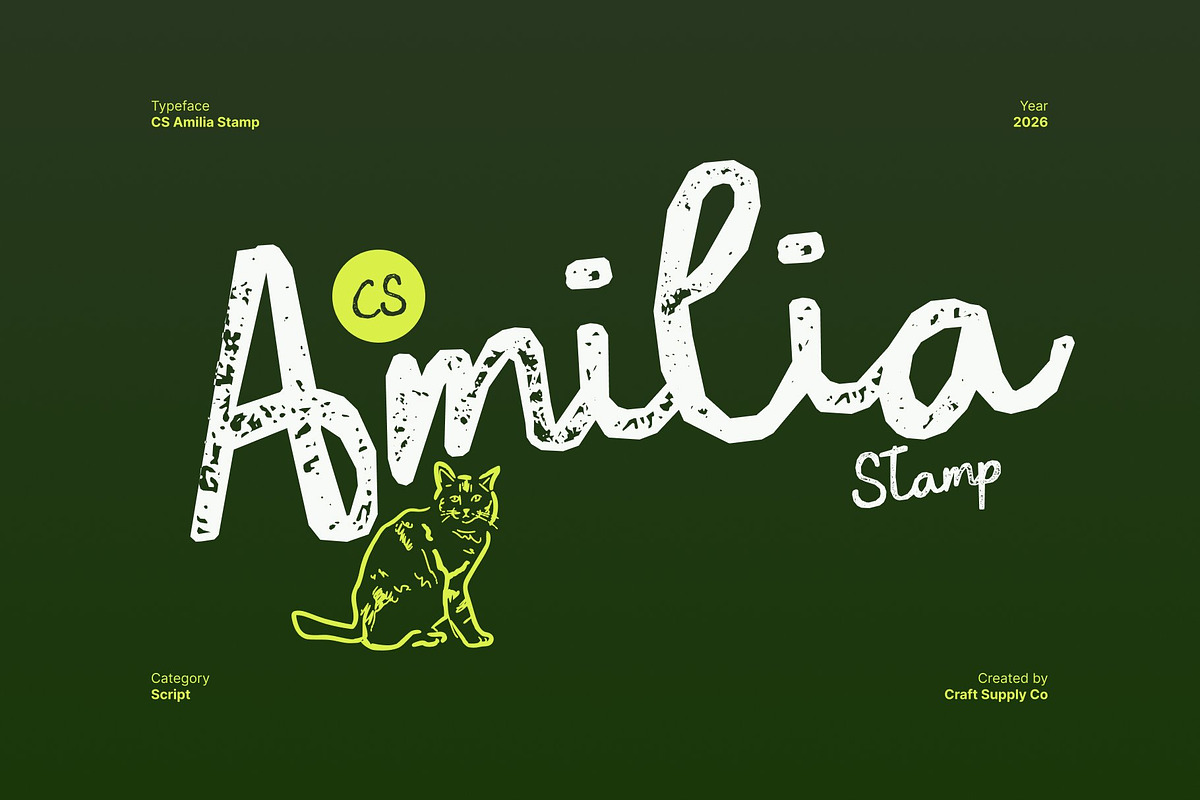 CS Amilia Stamp, a Script Font by Craft Supply Co. (Photo 1 of 8)