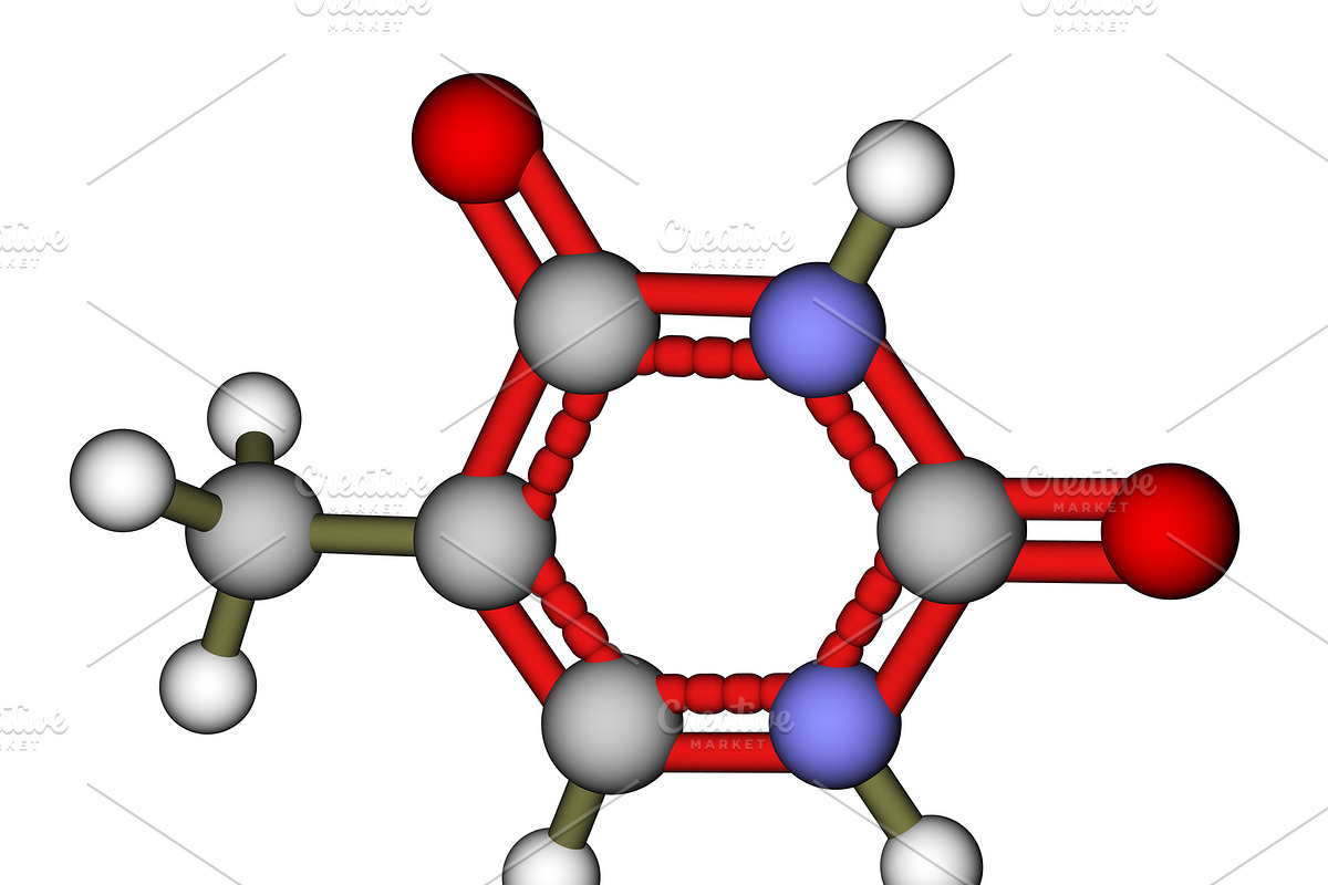 Nucleobase thymine balls and sticks, a Healthcare Illustration by Leonid Andronov