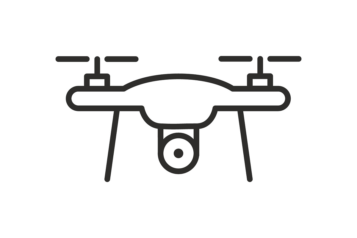 drone icon, quadrocopter with camera, an Outline Icon by 007NATALIIA