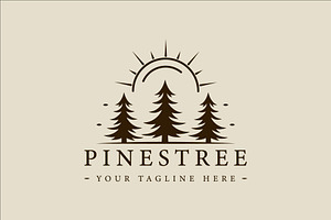 pines tree logo vintage vector, a Branding & Logo Template by zyxroun shop
