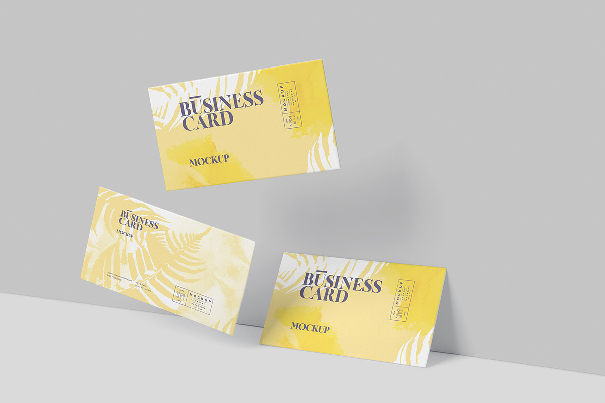 Floating Business Card Mockups, a Product Mockup by GfxFoundry