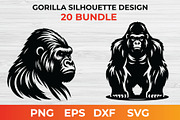 Gorilla Silhouette Design bundle, an Animal Illustration by bossdesigner (Thumbnail 3 of 3)