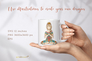 4 Items Meditation Girl. Small Set