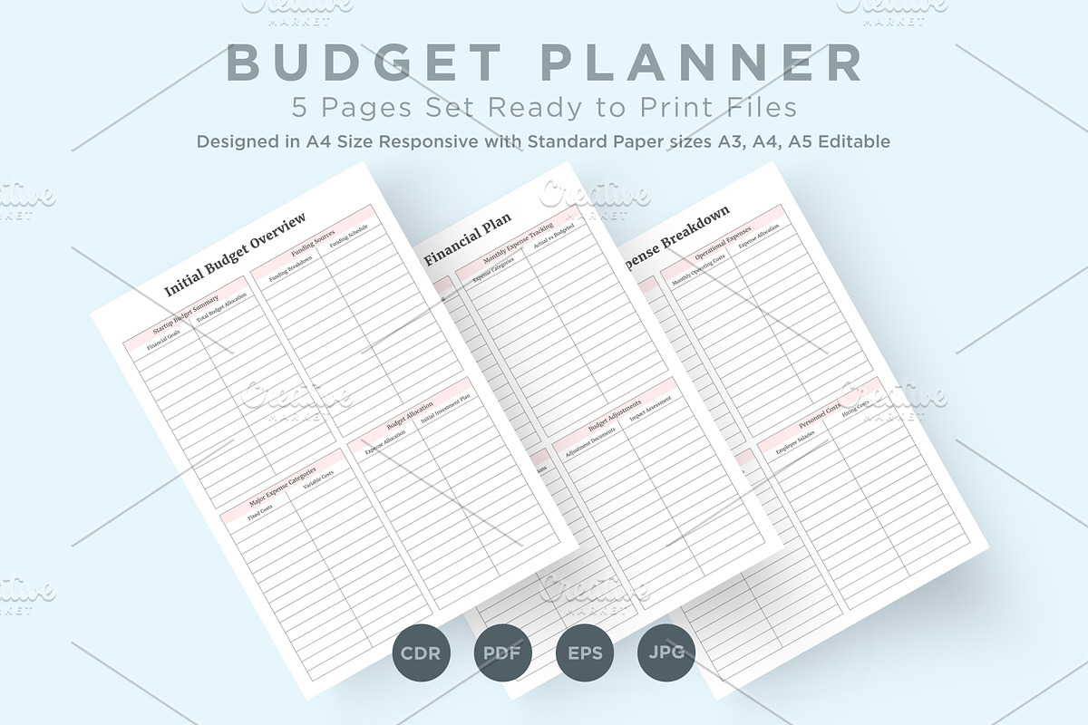 Budget Planner Pages Set V-19, a Stationery Template by shahsoft (Photo 1 of 3)