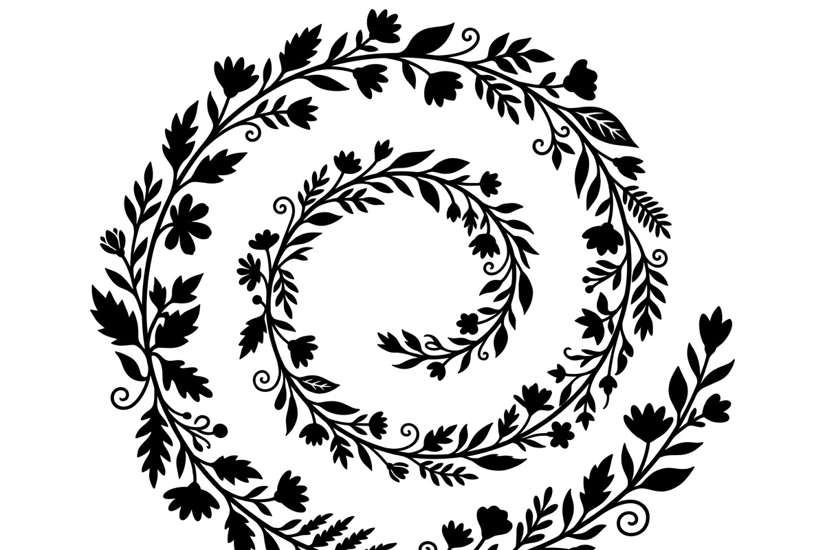 50 Elegant Floral Leaf Spiral Frame, a Decorative Illustration by Amazin_art (Photo 24 of 41)