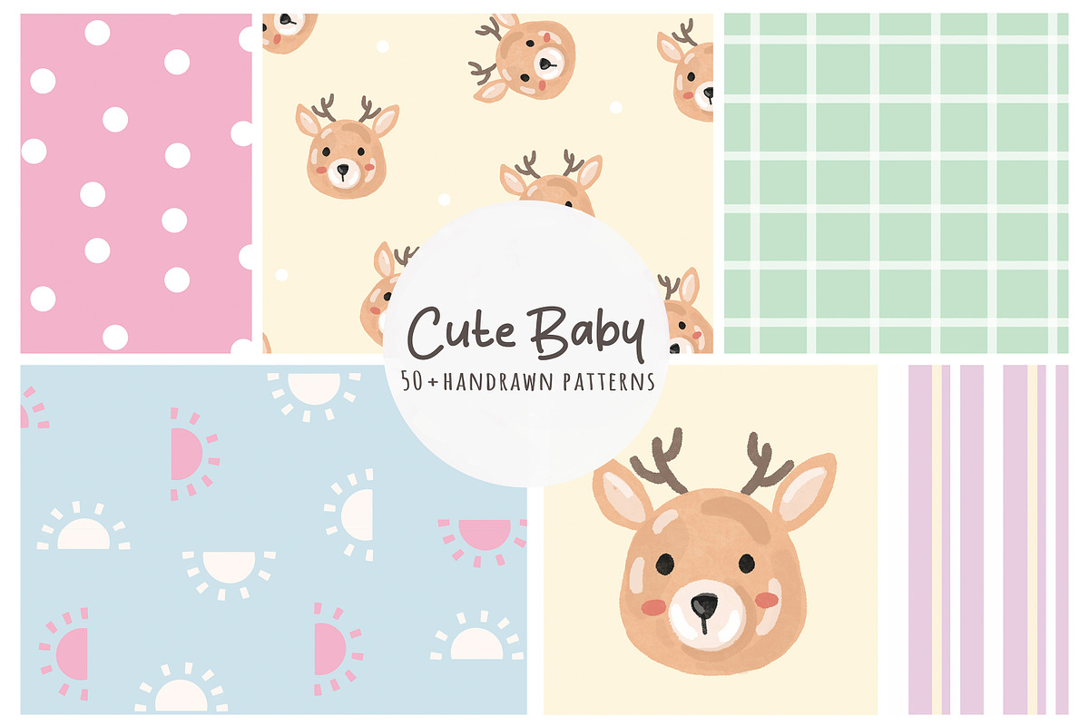 50 + Cute Seamless Patterns Bundle, a Pattern Graphic by Waterystrokes (Photo 7 of 8)
