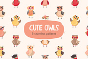 Cute owls seamless patterns, a Pattern Graphic by Good Studio (Thumbnail 1 of 10)