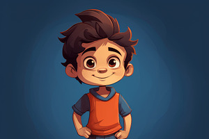 Confident Cartoon Boy Ready For Adventure - Creativity Boost Gen