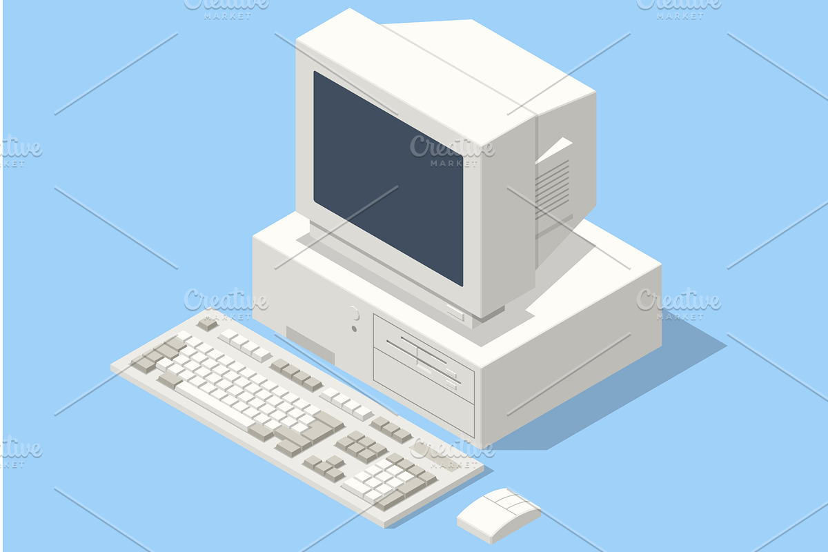 An isometric illustration of an old, a Technology Illustration by Golden Sikorka