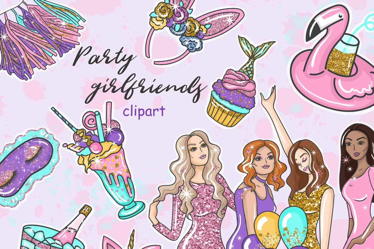 Party Girlfriend Clipart, a Person Illustration by GlamArtZhanna (Photo 1 of 5)
