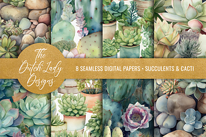 Seamless Succulent & Cactus Patterns