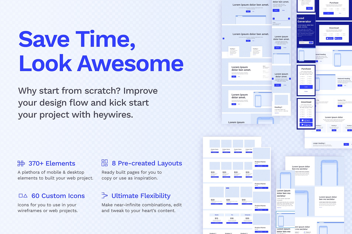 heywires - Figma Wireframe Kit, a Wireframe Template by heywires (Photo 2 of 4)