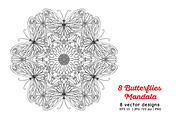 8 Butterflies Mandala, a Decorative Illustration by Elen-Lane (Thumbnail 3 of 5)