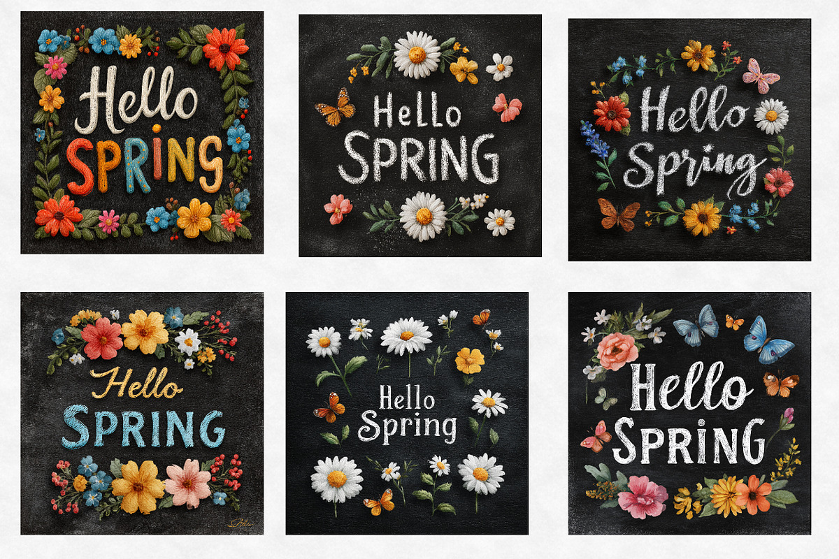 Hello Spring School Chalkboard Clipa, an Illustration by Designworld (Photo 4 of 4)