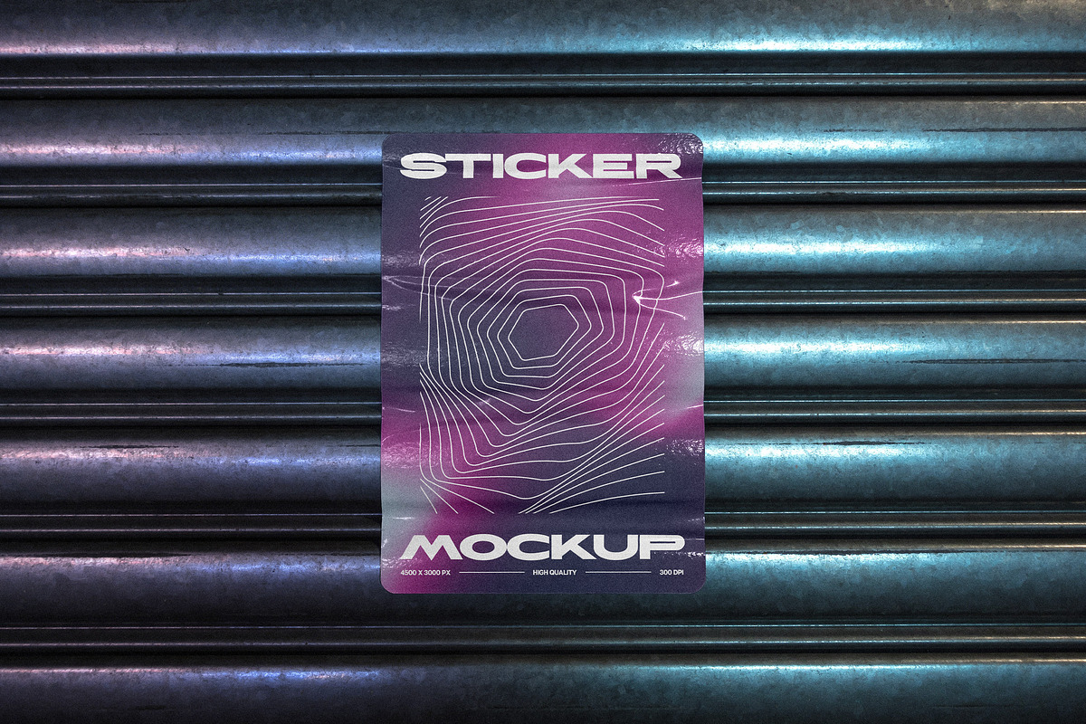 Sticker Mockup on Metal Shutter, a Product Mockup by Design Squad (Photo 5 of 5)