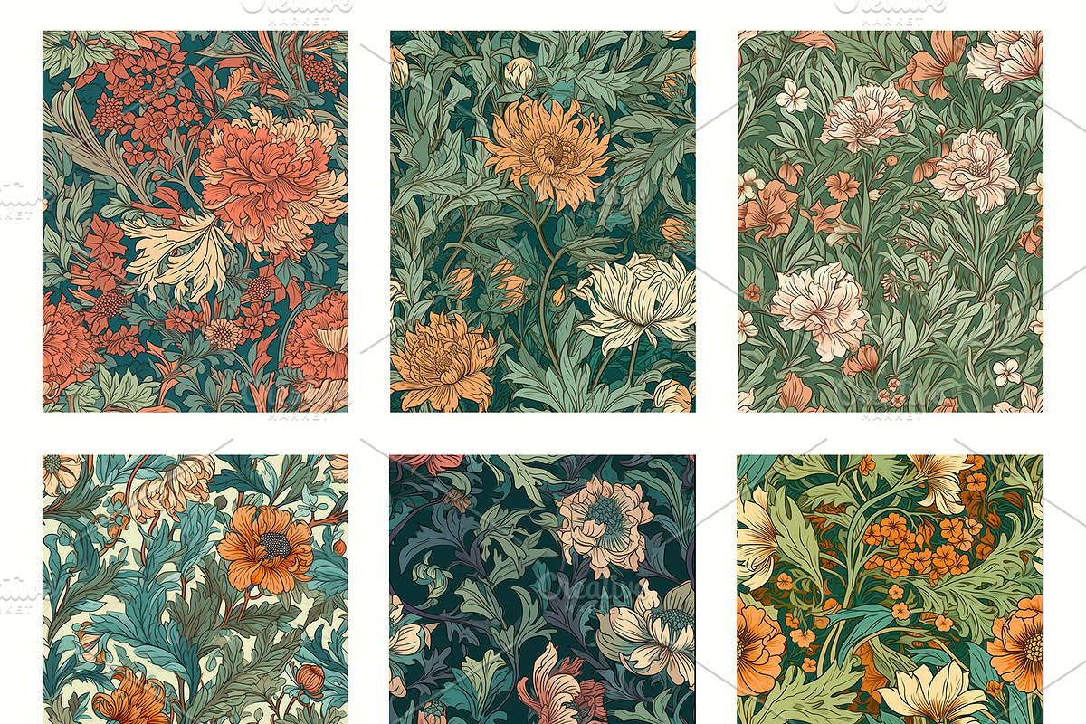 Seamless pattern with flowers, an Illustration by Pundateam (Photo 3 of 5)