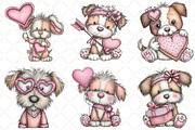 Whimsical Valentine Dog Clipart, an Illustration by Black Bird Studio (Thumbnail 5 of 6)