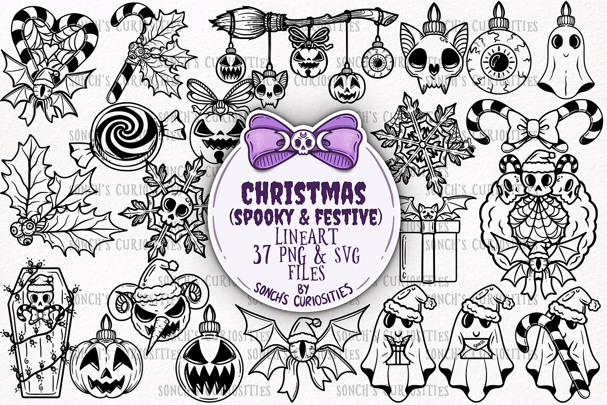 Spooky Christmas - festive PNG SVG, a Seasonal Illustration by Sonch' s Curiosities (Photo 1 of 3)