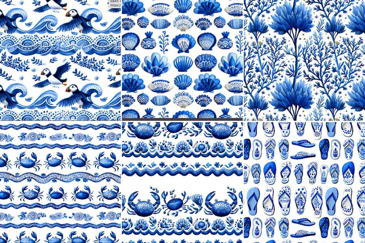 Sea Toile Clipart and Patterns, a Decorative Illustration by Nicole Branger Art (Photo 12 of 28)