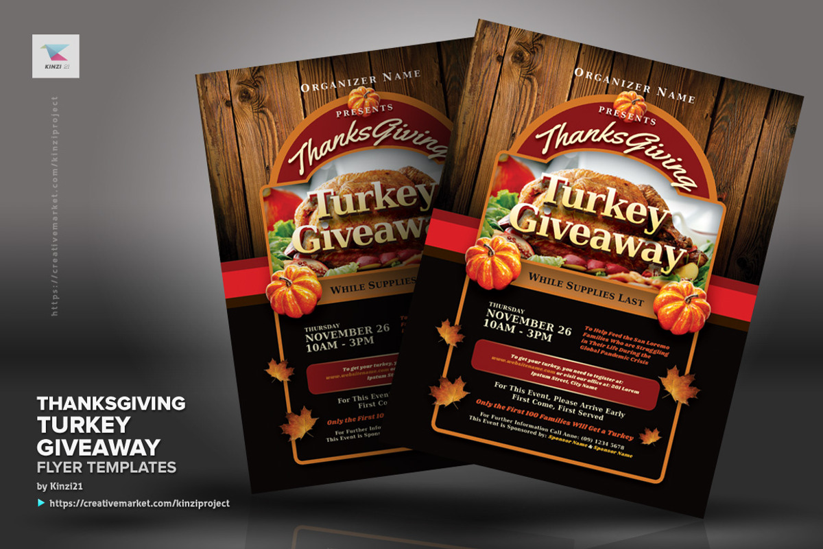 thanksgiving turkey giveaway flyers, a flyer templatekinzi21