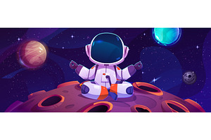 Sitting Astronaut On Moon, Yoga