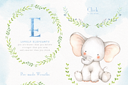 Lovely Blue Elephants Watercolor Set, an Animal Illustration by everysunsun (Thumbnail 2 of 5)