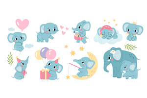 Little cute elephant character. Baby, an Animal Illustration by YummyBuum