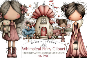 Whimsical Fairy Clipart Bundle, an Illustration by DreamCafeArt