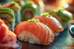 Sushi on a dark plate, a Photo by Beautiful things