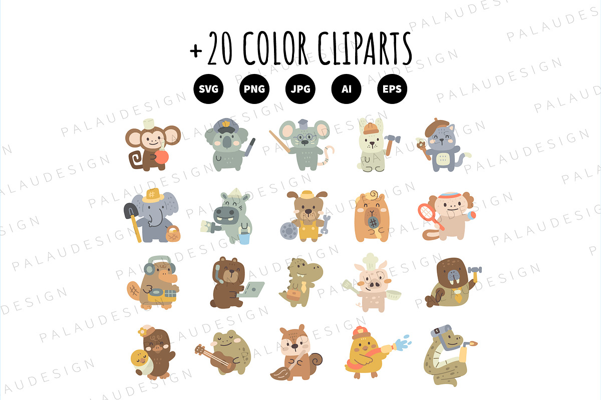 Animal Professions Clipart Bundle, an Animal Illustration by Palau (Photo 8 of 10)