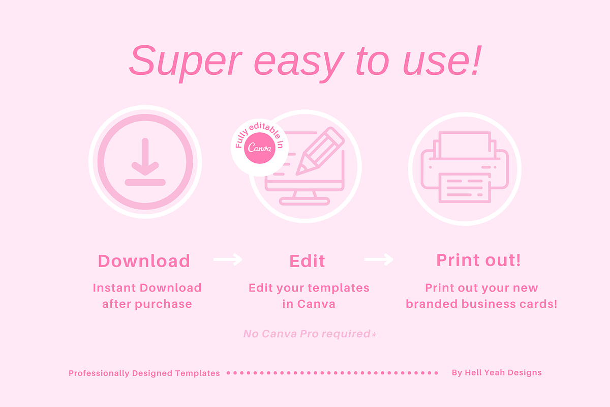 Pink Business Cards Templates, a Business Card Template by Hell Yeah Designs (Photo 2 of 5)