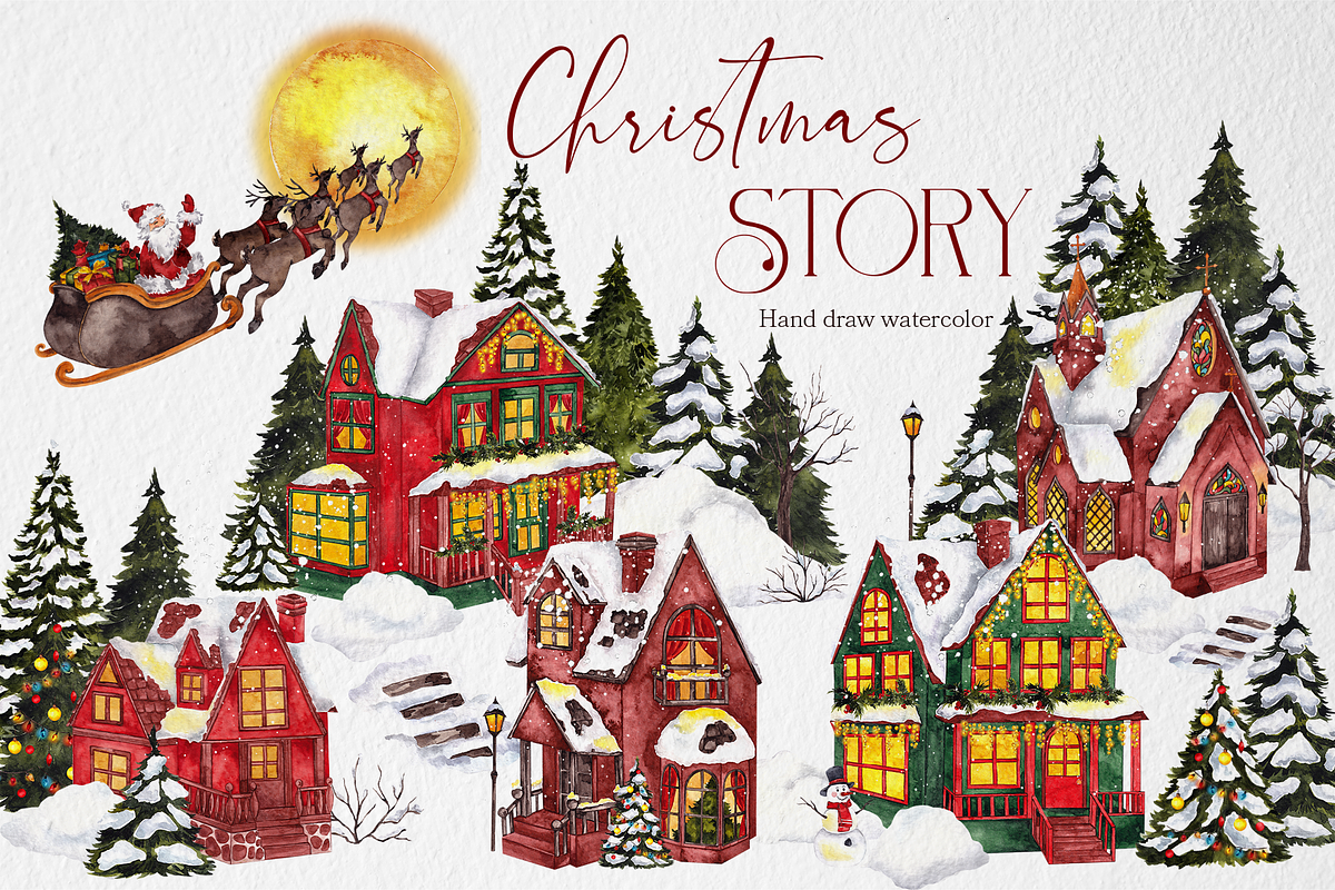 Christmas Story. Watercolor graphic, an Object Graphic by ma_i_vi (Photo 1 of 12)
