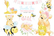 Girl Bear Bumble Bee Honey clipart, an Animal Illustration by Magic Story Studio (Thumbnail 1 of 4)