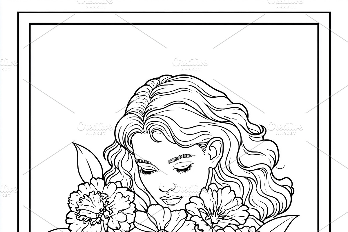 Woman reading an open book with vibrant blooming flowers, repres, an Illustration by Studio ANNA
