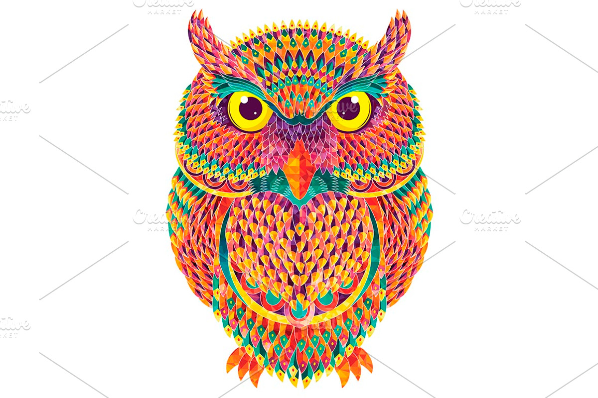 Hand-drawn colorful owl., an Animal Illustration by LisaKolbasa (Photo 2 of 2)