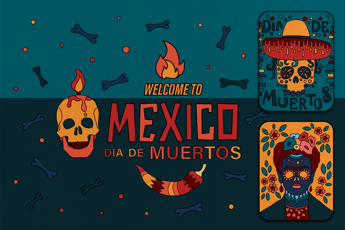 Stickers & pins Day of the Dead, a Texture Illustration by Onceli*art (Photo 1 of 5)