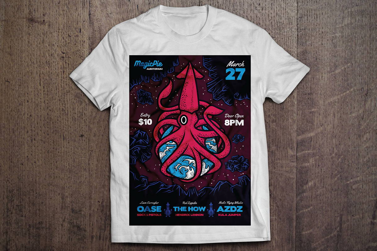Space Squid Illustrated Flyer, a Flyer Template by ashenterprise (Photo 3 of 3)
