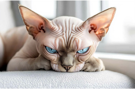 A close-up of a Sphynx cat resting, an Animal Photo by Beautiful things