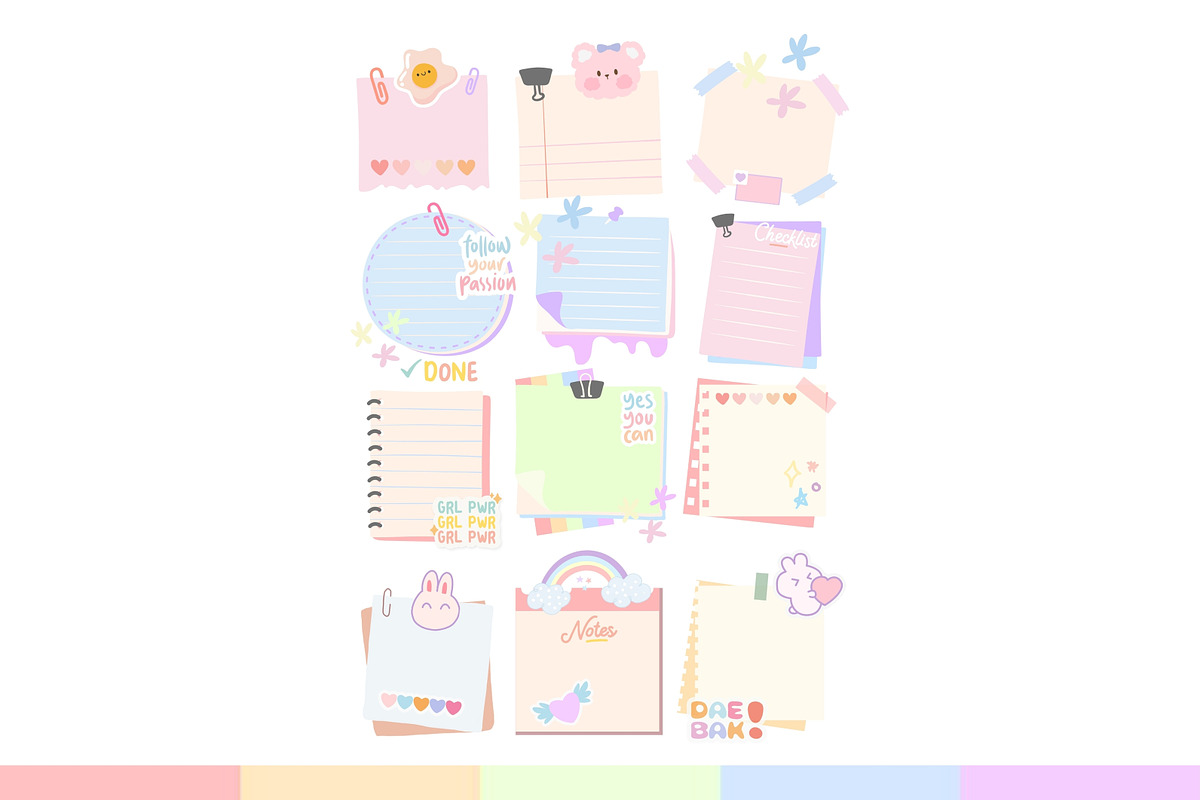 Cute Sticky Notes Digital Sticker, a Stationery Template by Tas ...