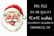 Retro Funny Santa Claus Face Clipart, an Illustration by Designking (Thumbnail 4 of 4)