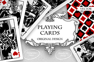 Engraved playing cards for poker