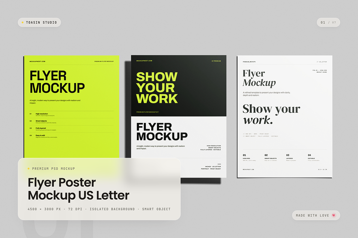 Flyer Poster Mockup US Letter, an Advertising Mockup by Toasin Studio (Photo 1 of 7)