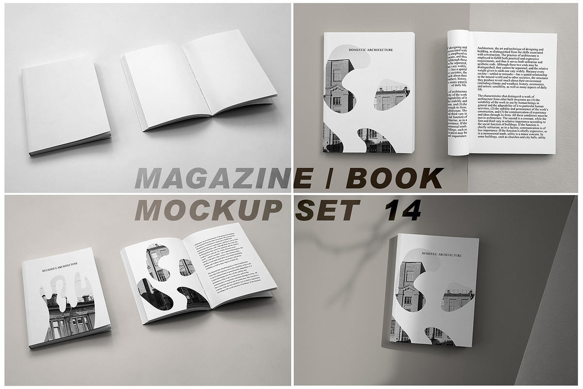 Magazine, Book Mockup Set, a Books & Magazine Mockup by bazarova (Photo 1 of 16)