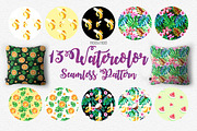 Watercolor Summer Design Set, an Illustration by Free-PSD-Templates (Thumbnail 2 of 7)